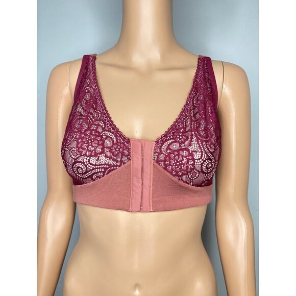 Anaono JamieLee NEW pocketed front closure lace bra size Large Wine - Picture 2 of 8